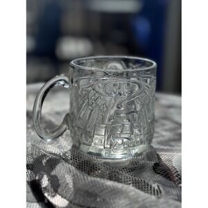 1995 Batman Forever McDonald's The Riddler Glass Cup Mug Embossed DC Comics U678